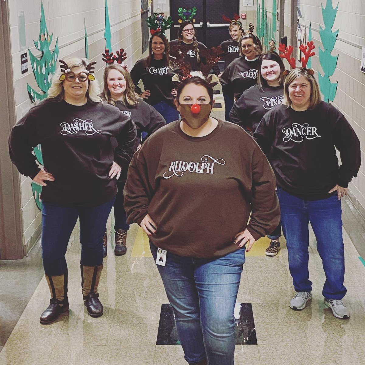 theteachermrse's tweet photo. On the SEVENTH day of Christmas, my CEH friends and me, dressed up like Santaβs reindeer as you see! π¦
#12dressupdaysofchristmas #CEHpride #jacketjoypride #kindnessmatters
#teacherstrong #iteachmath #beaCHAMPION #beaLIGHT #betheone #kidsdeserveit #rcainspired #youdoYOU https://t.co/3rXFKfs45e