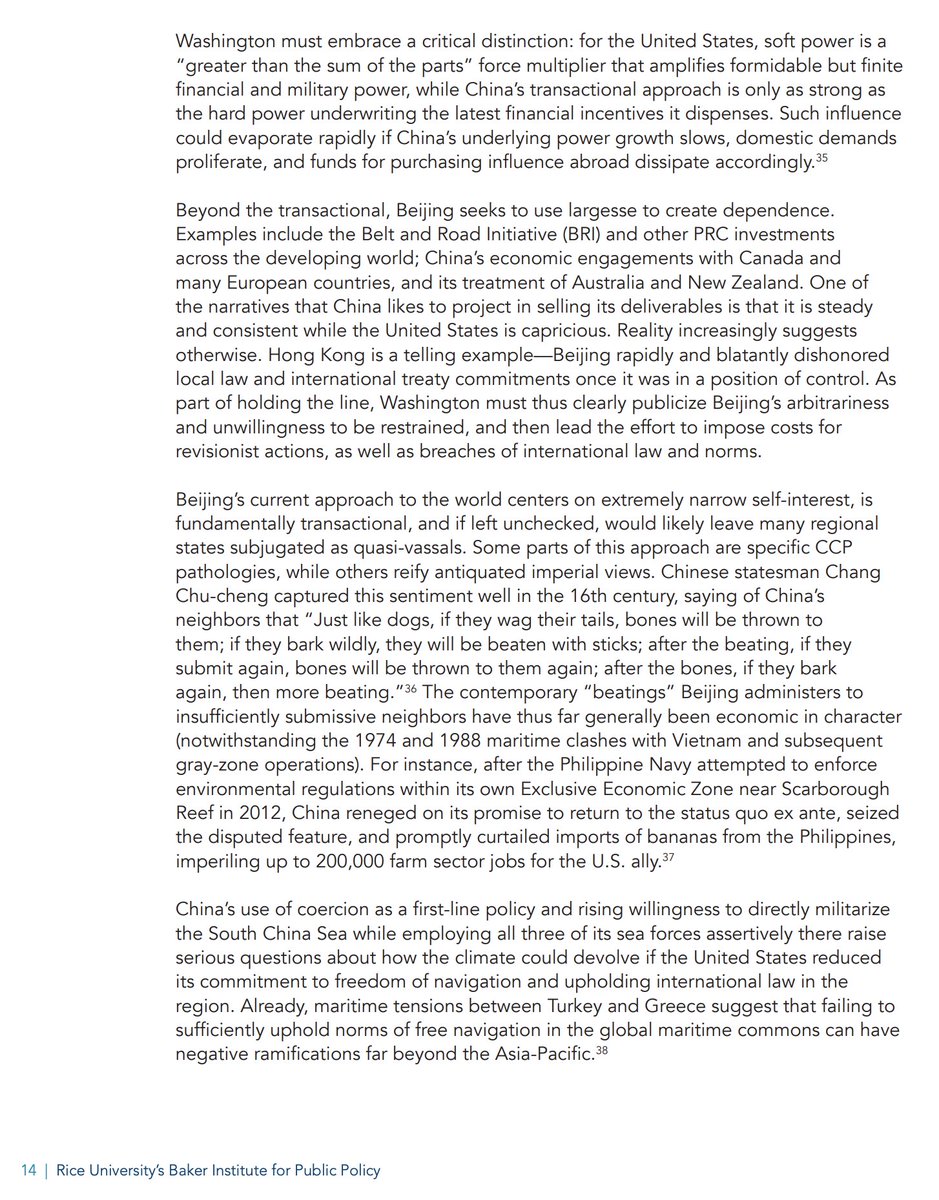  #BIGPICTURE— #MYTAKE w/ Gabe Collins  @CES_Baker_Inst  @BakerInstitute  @RiceUniversity:Beijing seeks to use largesse to create dependence. Transactional approach is only as strong as the hard power underwriting the latest financial incentives it dispenses. https://www.bakerinstitute.org/media/files/files/1e07d836/ces-pub-asiapacific-111120.pdf
