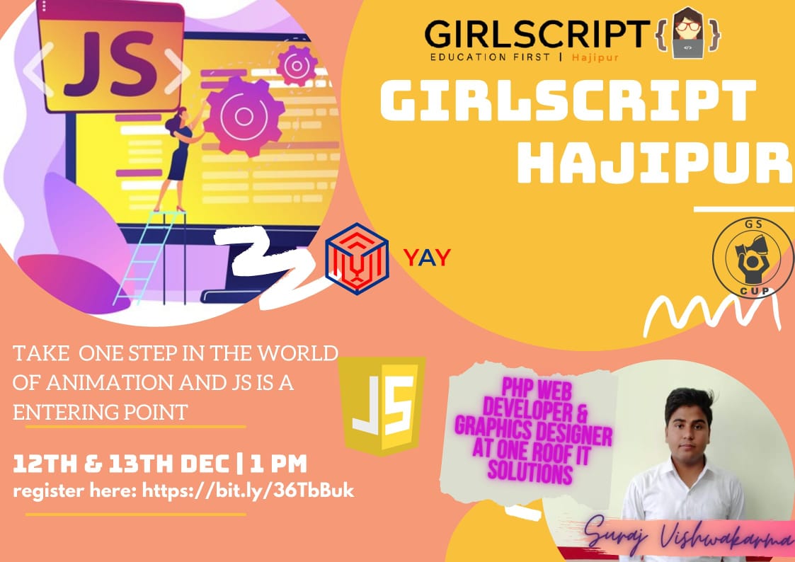 GirlscriptHjp's tweet photo. Register here:https: https://t.co/rTvlAumt9L
#girlscript 
#girlscriptfoundation
#javascript 
#Coding 
#girlscripthjp https://t.co/uwpQhVyECr