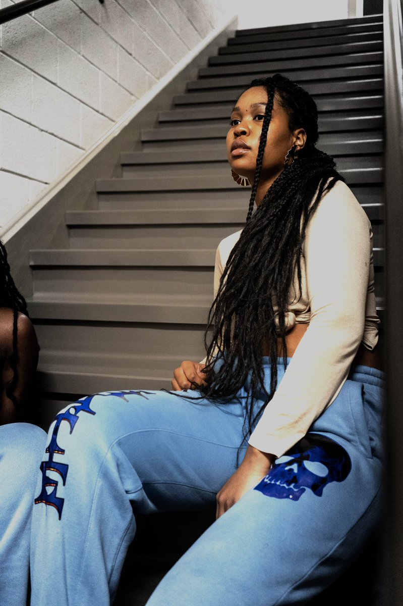 killhateofc's tweet photo. HEARD THE HOTTEST FIRE IS BLUE. @the_nela_p  IN OUR BLUE SKULLY SWEATS
#ootd #killhate #drip https://t.co/1sx4HVkrAD