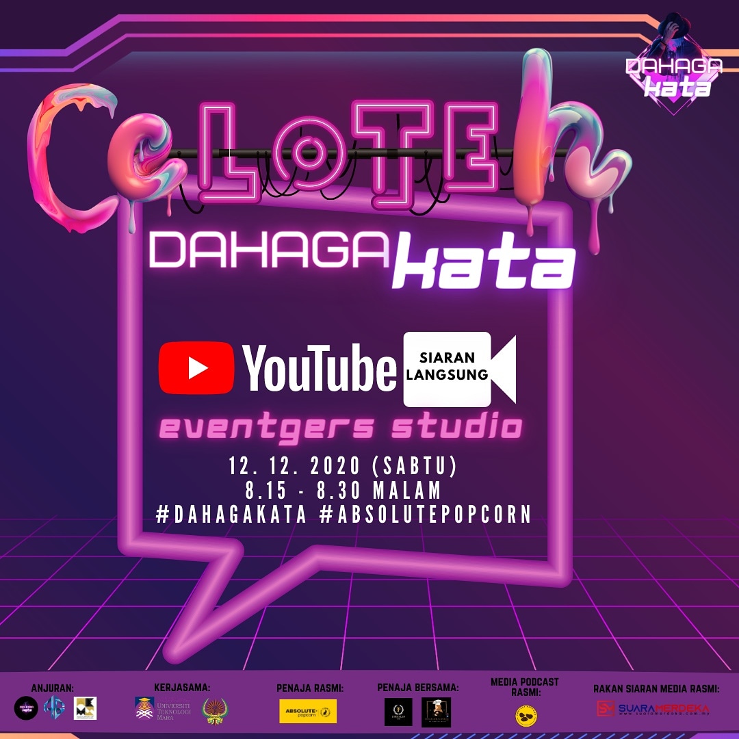 dahagakata_ag's tweet photo. ✨CELOTEH DAHAGA KATA✨

Jangan lupa janji temu kita pada malam ini:

🗓️12.12.2020 (Sabtu)
⏰8.15 - 8.30 malam
🎥Eventgers Studio (Youtube)

Jangan lupa lakukan tweet anda dan gunakan #absolutepopcorn dan #dahagakata di Twitter 🥰

#absolutepopcorn #dahagakata https://t.co/nOVceD75lI