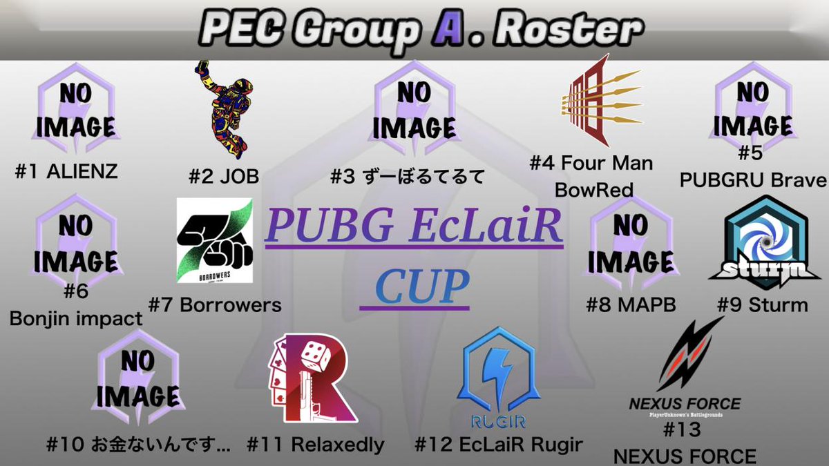 EcLaiR_pubg's tweet photo. 【大会告知】

12/12(土)『PUBG EcLaiR CUP』予選リーグRoster

19:15 配信開始
19:30 試合開始 https://t.co/wCSKoXLGAX