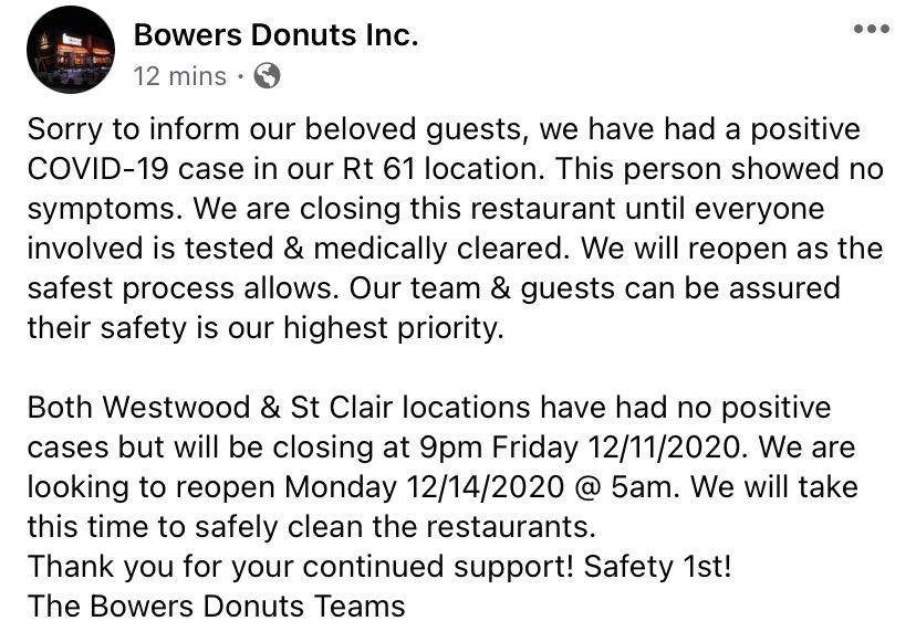 SkookNews's tweet photo. All 3 Dunkin Donuts in Schuylkill County will be closing temporarily https://t.co/WVwY5SczHg