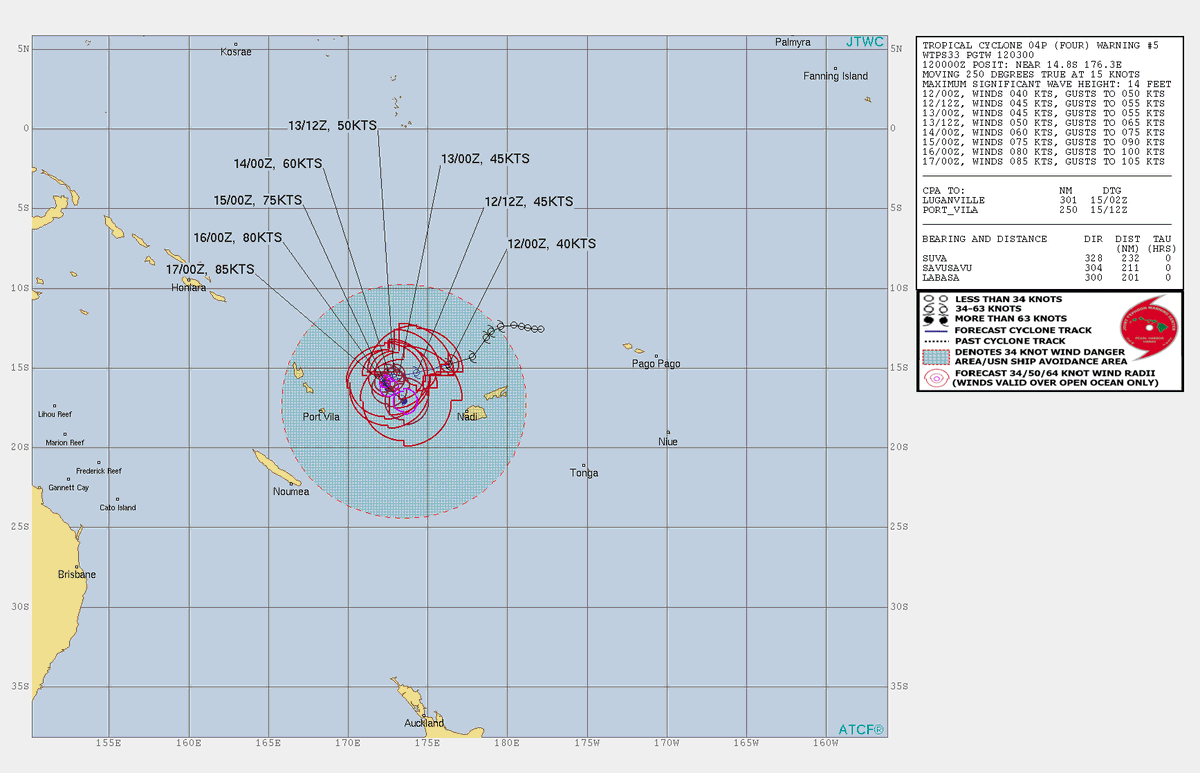 eggwardjwx's tweet photo. [Southern Pacific Ocean]

• JTWC Warning #5 on Tropical Cyclone #04P as of 0300 UTC, December 12, 2020. https://t.co/6ISWzixweF