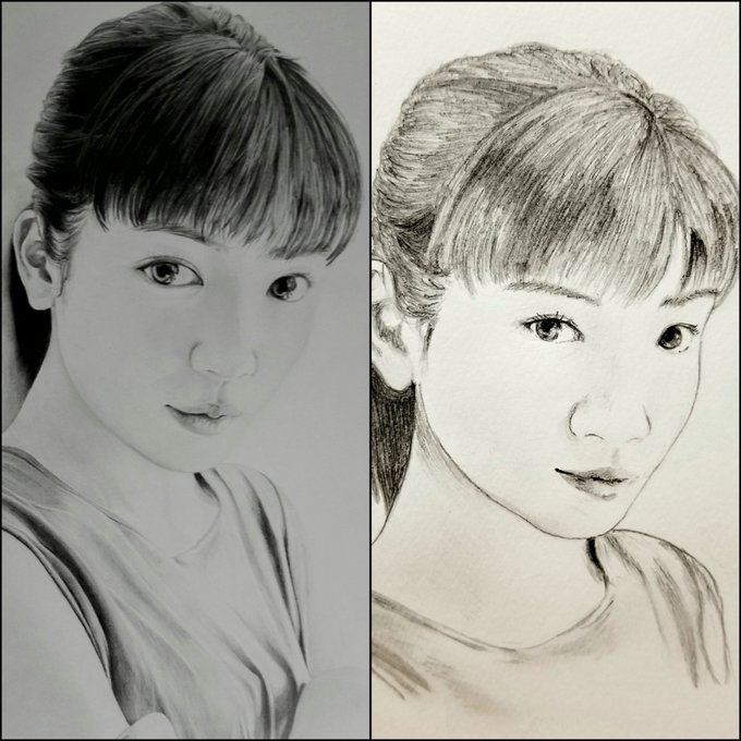 鉛筆画、2年前に初めて描いたのが永野芽郁ちゃんでした
今回、この2年でどれだけ成長したか比較したので是非見てやってください?
#リメイクしてみた
#永野芽郁 #鉛筆画 #似顔絵 #pencildrawing #pencilart #写実画
#模写 #みんなで楽しむTwitter展覧会 
#拡散希望 https://t.co/UHkfoS1Dv5 