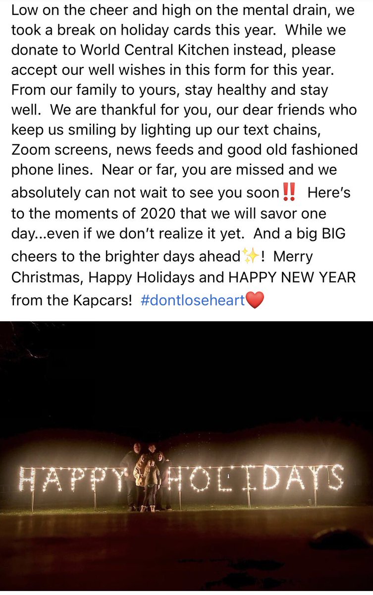 CarissaK's tweet photo. Happy Holidays from the Kapcars!  @JackKapcar @ckapcar @WCKitchen https://t.co/IhxuWnHhQg
