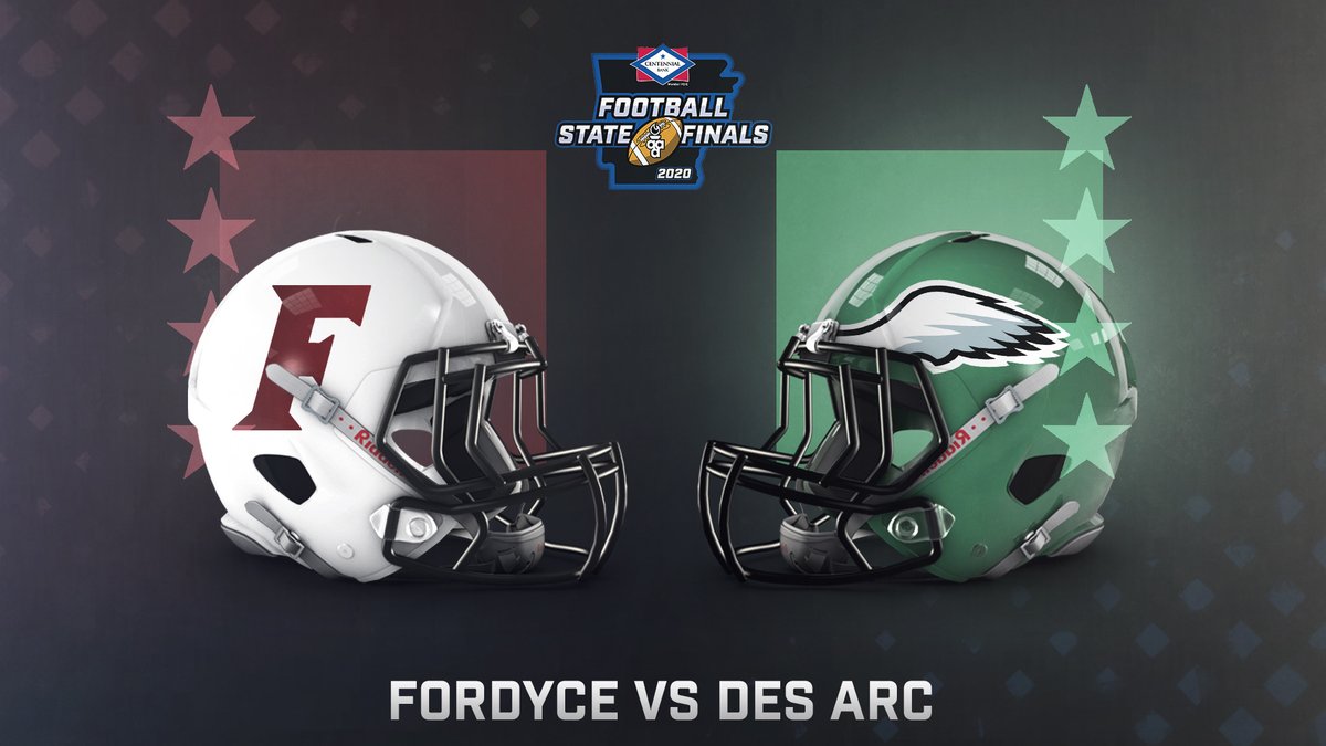 🚨🏈2020 <a href="/MY100BANK/">Centennial Bank</a> 2A STATE FOOTBALL FINALS 🏈🚨

Saturday, December 12, 2020 | 6:40 pm

Fordyce vs <a href="/DesArc_Eagles/">Des Arc Eagles</a>

🎟: gofan.co/app/school/AAA

📍: War Memorial Stadium

More Information:
aractivities.org/tickets