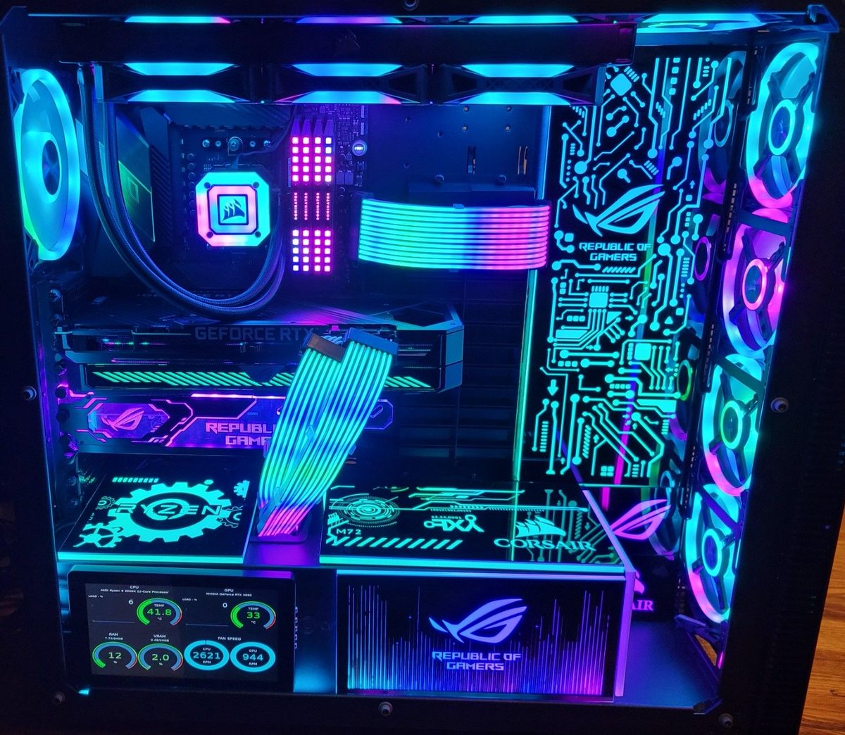 rgbsync's tweet photo. Now that's a lot of RGB!

Congrats to JamesBK for winning this week's Setup Showcase.

#RGB #pcmasterrace #gamingsetups https://t.co/oFDIAccfmi
