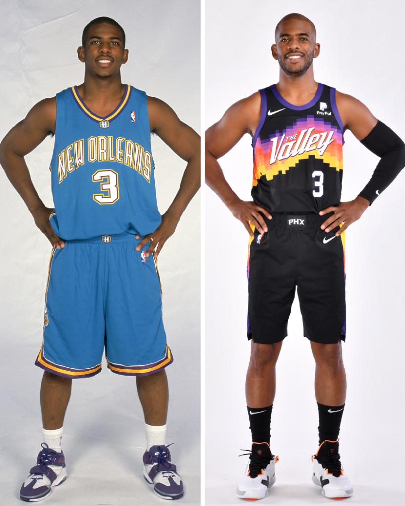 espn's tweet photo. These NBA stars look a little different from their first media day 📸 https://t.co/UBB6HcfbsY