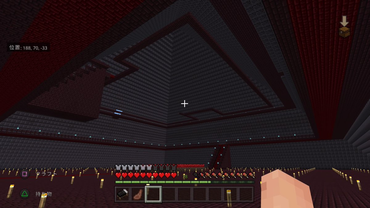 麻倉マタムネ 外装は中断して内装作り ネザー要塞を解体したからネザーレンガはいっぱいあるけど赤いネザーレンガが足りない ネザーウォートの栽培が追いつかん マイクラ マインクラフト Minecraft