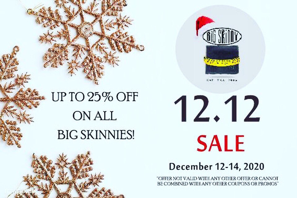 Save up to 25% off on all Big Skinny Wallets on our Sitewide Sale this 12.12 Weekend Sale Fest!! ✨🎉 
Promo runs from Dec. 12-14, 2020

bigskinny.ph