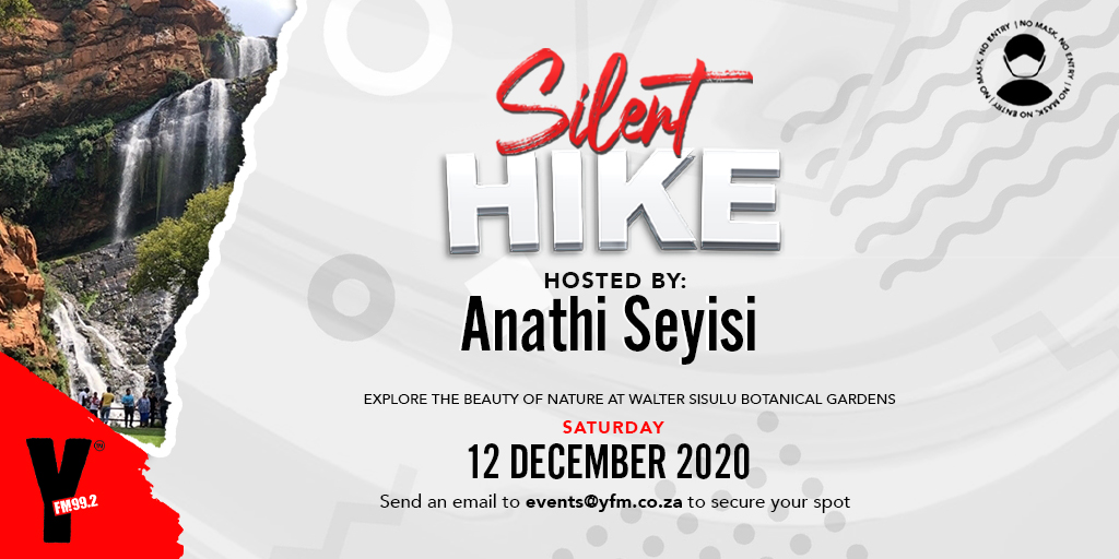 Yfm's tweet photo. The only FUN you’re having this festive can’t just be groove olympics, how does a silent hike through nature & mingling with your #YFM faves sound?
If you want to be there on 12 Dec, simply send us an email at events@yfm.co.za to book your spot!
#YExplore https://t.co/DFVRIOdrGb