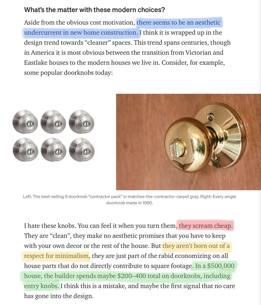 Here’s a lovely meditation from  @simonsarris about what the aesthetic decline of door handles says about contemporary life.Ornate door handles don’t need to be expensive and technology should be a force for a more beautiful world. https://medium.com/@simon.sarris/designing-a-new-old-home-part-2-2a5ea1a1b2b3