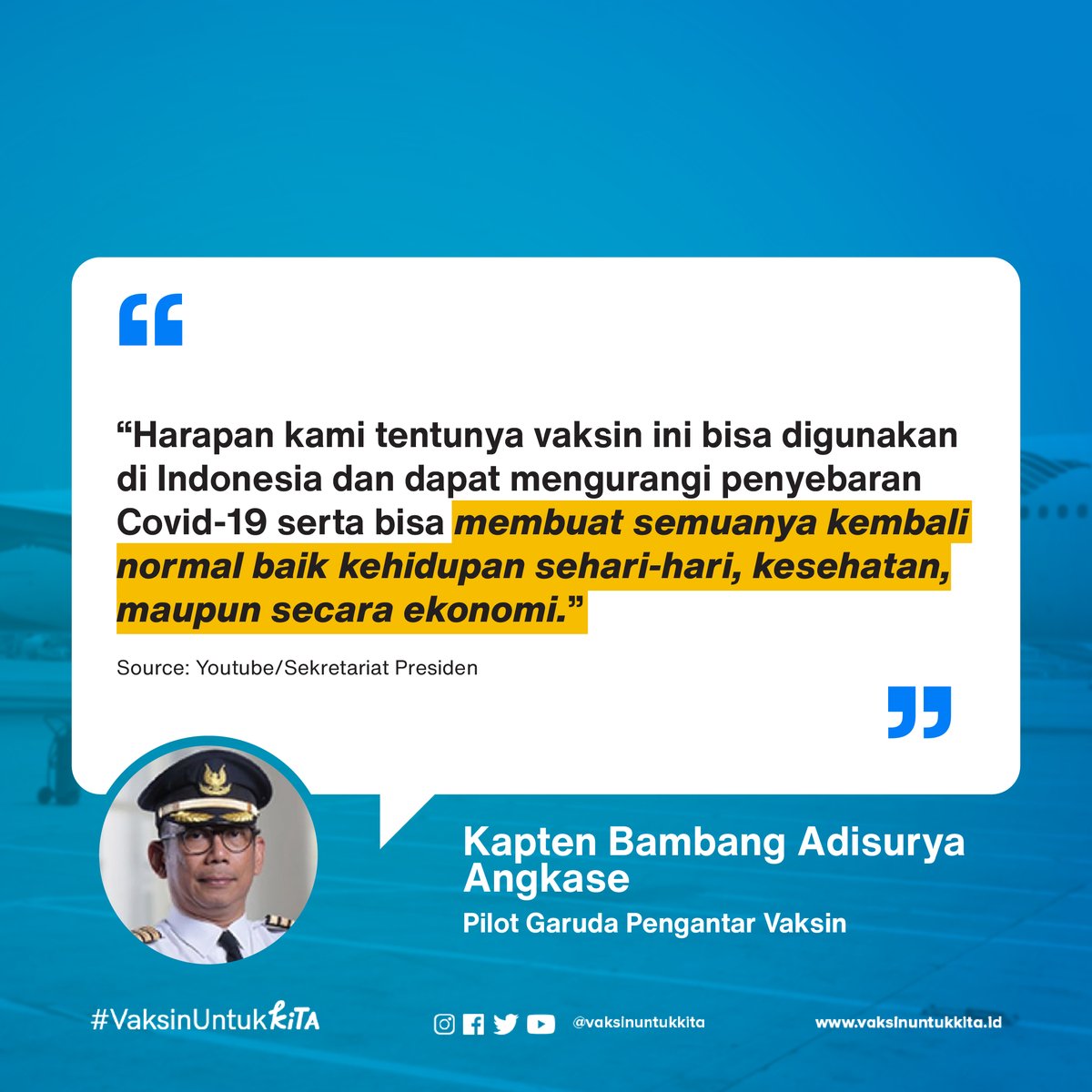 VaksinUntukKita's tweet photo. Di masa-masa seperti ini, kita harus mendukung satu sama lain untuk tetap semangat dan ingat kalau semuanya akan segera berlalu dan ekonomi bangsa bisa bangkit lagi seperti dulu. Doanya juga kencengin ya guysss agar vaksin bisa cepet digunakan 🤲🏼 

#VaksinUntukKita https://t.co/4INsiVdKeb