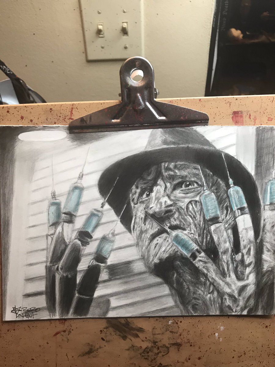 NhnfPencil's tweet photo. Just finish this one from Dream Warriors “let’s get high” #mutantfam #deadcanvas @boppo_the @Boobafett69 @mistajroc614 @TarantulaLola @IAMCLAAS @HeyahNew @sootygrunter79 @bloodofkirby @Horror68Joe @HorrifyMeUK @CanvasDead @Lilys_Lab @kinky_horror @MonsterVision17 @PromoteHorror https://t.co/Hmh8JaiUiJ