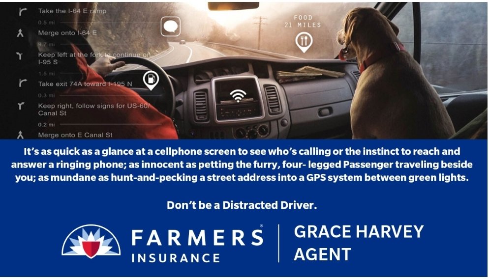Cell phone use is the #1 cause of distracted driving for teens. Thanks to Farmers Agent Grace Harvey for bringing these important Safe Decisions messages to our school. #FarmersSafe