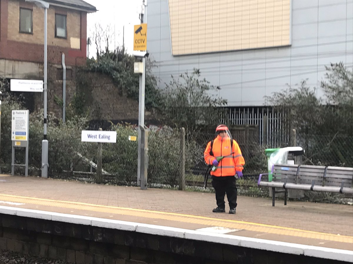 DrAyshaRaza's tweet photo. Great to see disinfection at stations &amp; platforms this morning! Please do your bit by wearing a mask/face covering properly over mouth &amp; nose &amp; not spitting or using a tissue. It’s vital we contain #COVID19 in #London or we risk #Lockdown3 #StaySafe #MaskUp #MaintainDistancing https://t.co/StYf141WwO