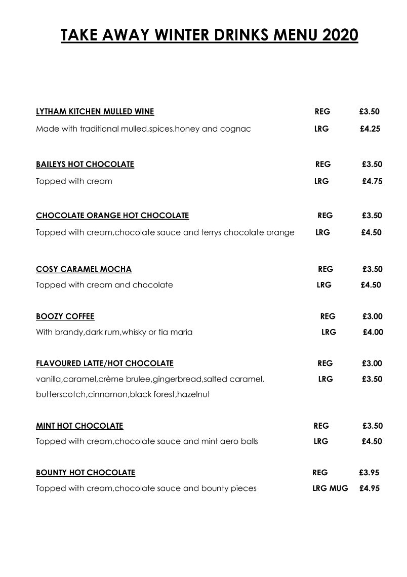 If you’re out shopping in Lytham today and need warming up have a look at our winter drinks menu.. our mulled wine is rather special!!