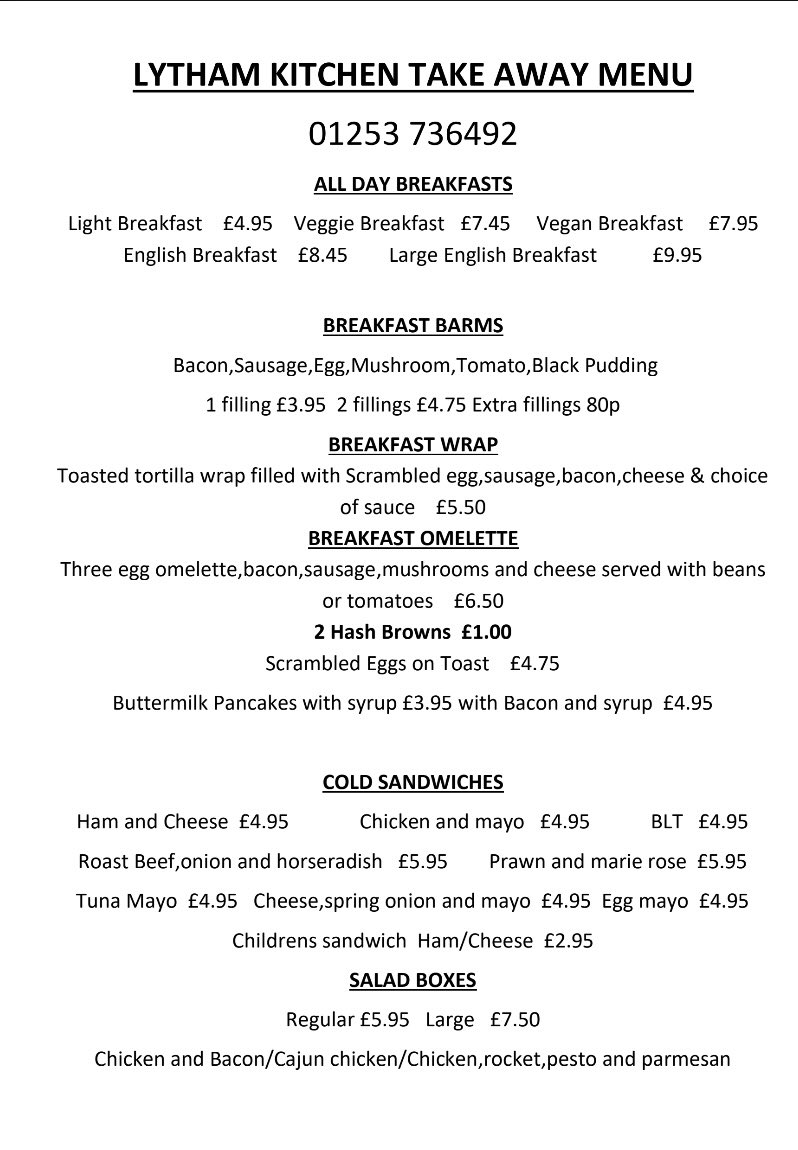 Our take away breakfast menu is available all day