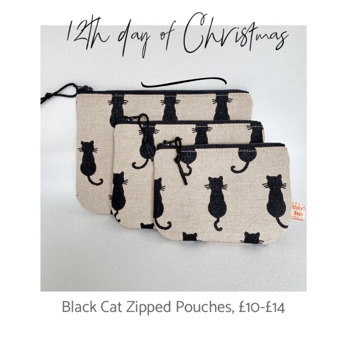 chiswickmakers's tweet photo. And on the 12th day of Christmas we have black cats pouches by @StickyChic . Angela loves to make fun and funky fabric accessories, which make wonderful stocking fillers! #chiswickmaker #chiswickcreatives #chiswickchristmas #blackcatbag https://t.co/5mx7esPkq0