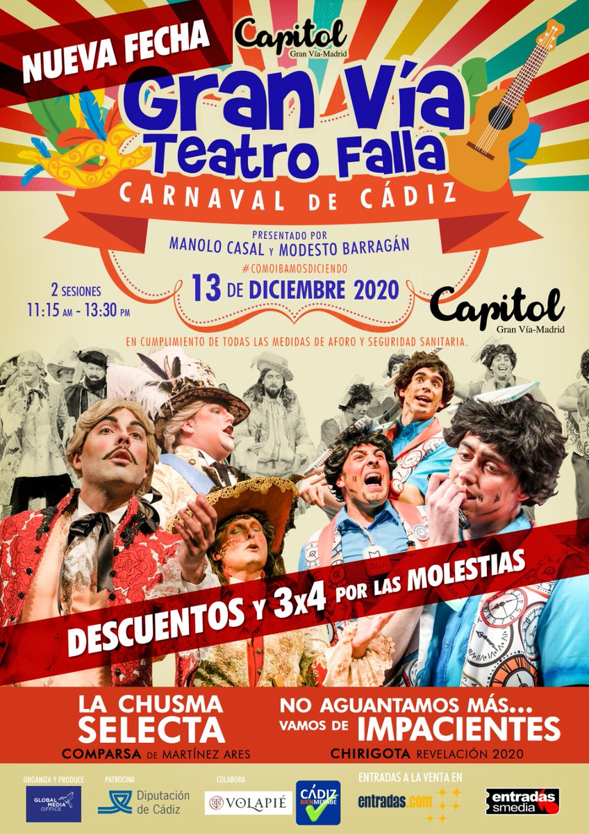 24 horas para que vuelvan a sonar las coplas en la Gran Vía de Madrid después de muchos meses de espera 😁 ¡Estamos hasta nerviosos! 🤣😍

Últimas entradas en el enlace de la descripción. ¡No puedes faltar a despedir el año con el mejor carnaval gaditano! 🎭🙏🏻