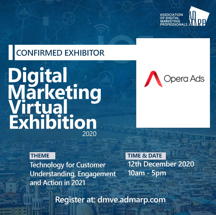 AdmarpNG's tweet photo. LIVE Update:
#DMVE2020 is well underway with exhibitions in session!
First MarTech platform exhibiting NOW is Operaโข ๐ด
Click - https://t.co/6sUenNVrgQ to join ASAP! ๐ https://t.co/HX5Q23IxUa