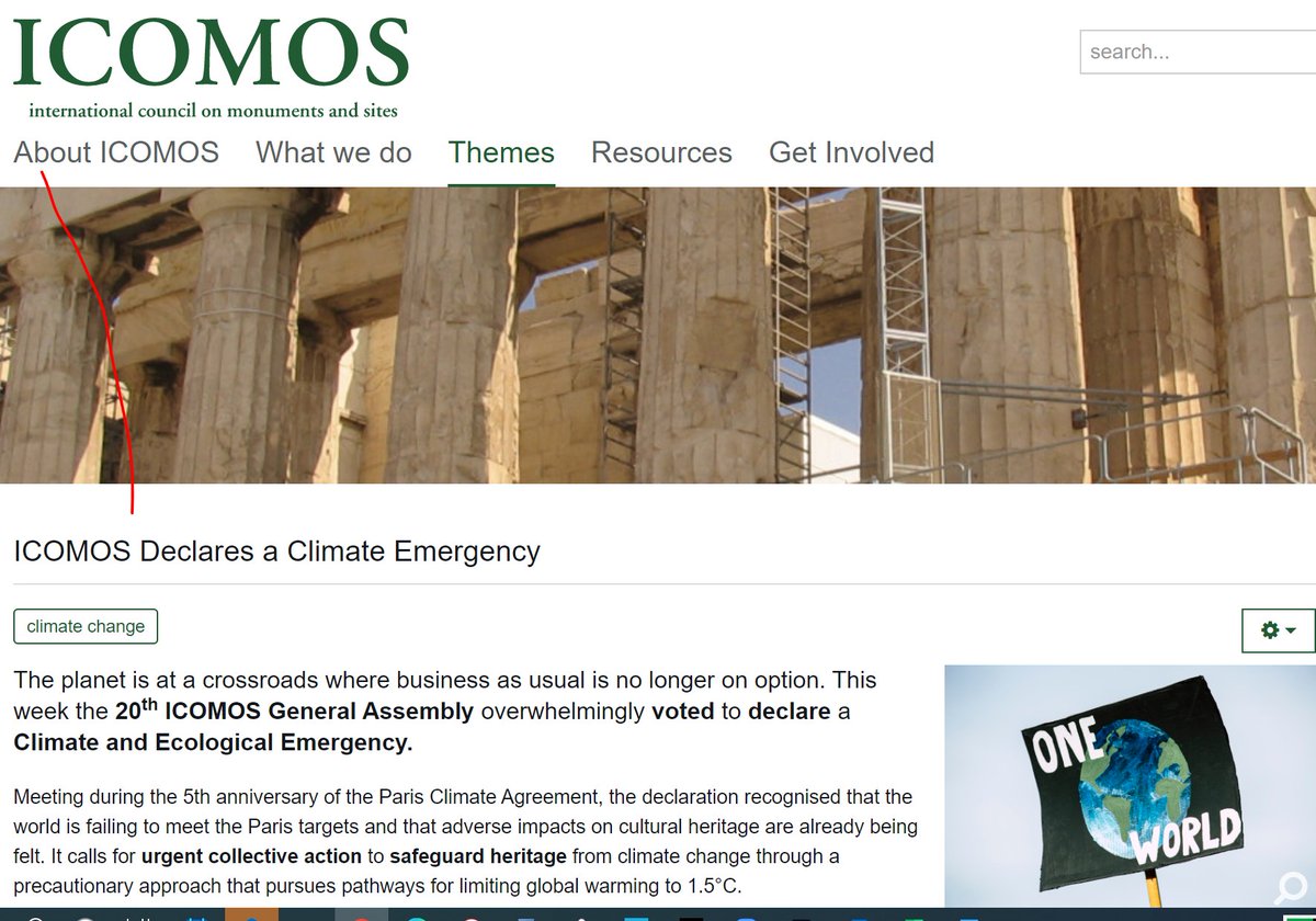 On the 5th anniversary of the  #ParisAgreement, the General Assembly of  @ICOMOS (the global cultural heritage NGO) has overwhelmingly voted to declare a Climate & Ecological Emergency. A THREAD /1  https://icomos.org/en/focus/climate-change/85740-icomos-declares-a-climate-emergency #Parisversaire  #CultureDeclaresEmergency  #ClimateHeritage
