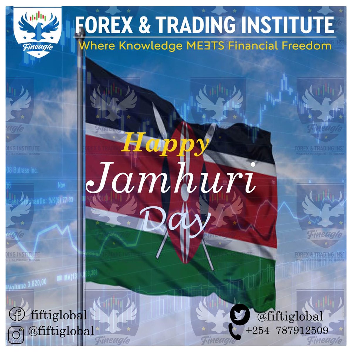 FIFTIGLOBAL's tweet photo. As a country we have faced a lot of challenges but we have always found a way to overcome them and emerge stronger. 
So let’s raise our glasses to the future full of understanding, appreciation and gratitude. #HappyJamhuriDay WaKenya 
Cc @mambogojr
#Trading #Forex #ForexTrading https://t.co/RbRieilWZc