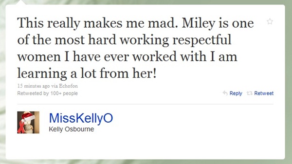 but drama continued to follow, with gossip sites decrying continued partying by miley, now joined by her rehabbed movie co-star kelly osbourne, who promptly took to twitter to swat reports the toking teen had driven her to a relapse: