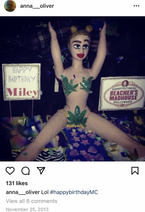 meanwhile anna oliver, who'd come to visit her pal on set, was abruptly sent back home by cyrus; allegedly feeling betrayed, miley cut the friendship short - but perhaps just for show, as the shady pal would later crop up at various cyrus parties in the years to follow