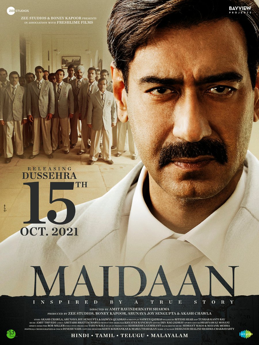 @ajaydevgn starrer #Maidaan now releases worldwide in theatres on #Dussehra2021! Shoot commences January 2021.