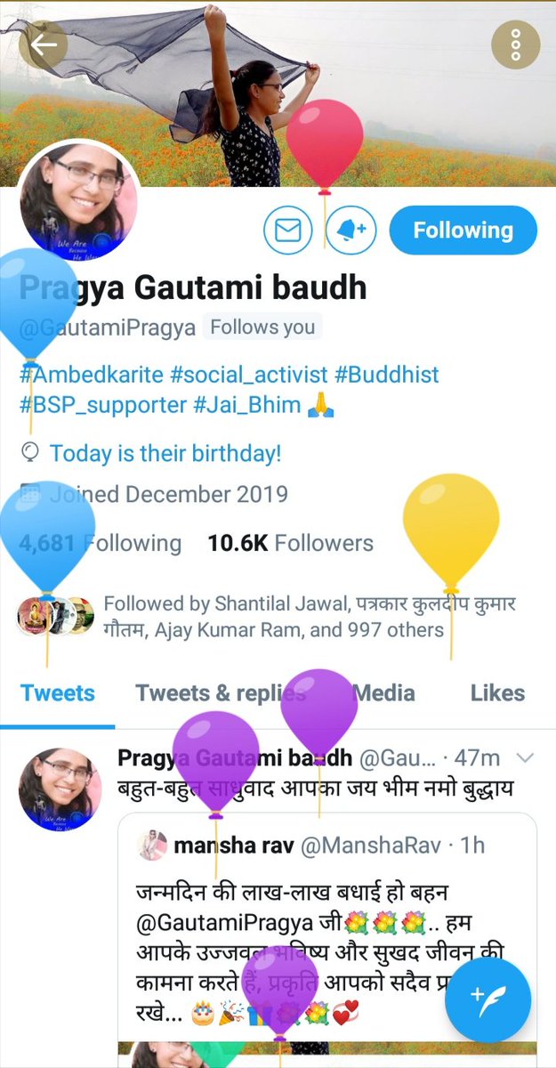 Saloni_300's tweet photo. जन्मदिन की बहुत-बहुत बधाई एवं शुभकामनाएं 💐💐💐🎂🎂🎂🎂Dear Sister @GautamiPragya https://t.co/ZidfOmQgmN