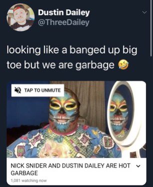 We have Dustin daily and Nick snider fat shaming someone constantly as a point to get back in some petty ass drama credit:  @bitchymom76
