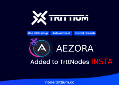 Welcome to the @AezoraOfficial community to the  #trttNodes platform!!!. 
With only €10, you can invest now in $AZR at  node.trittium.cc
Or deploy an #Aezora #masternode for just 1.79 €/Month.