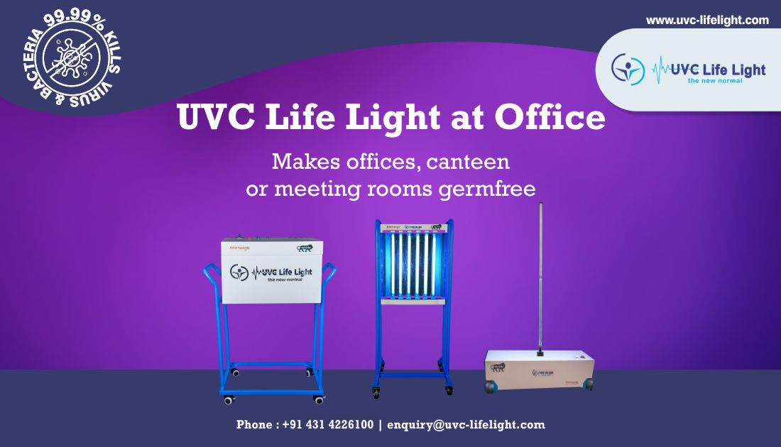 UVC Life Light products at offices will disinfect your workspace and help your employees to live #germfree through regular sterilization each and every day. 

#uvclight #uvclifelight #uvcsanitizer #uvcforoffices #makeinindia #uvcblaster #uvbox #uvchamber #surfacesterilizer