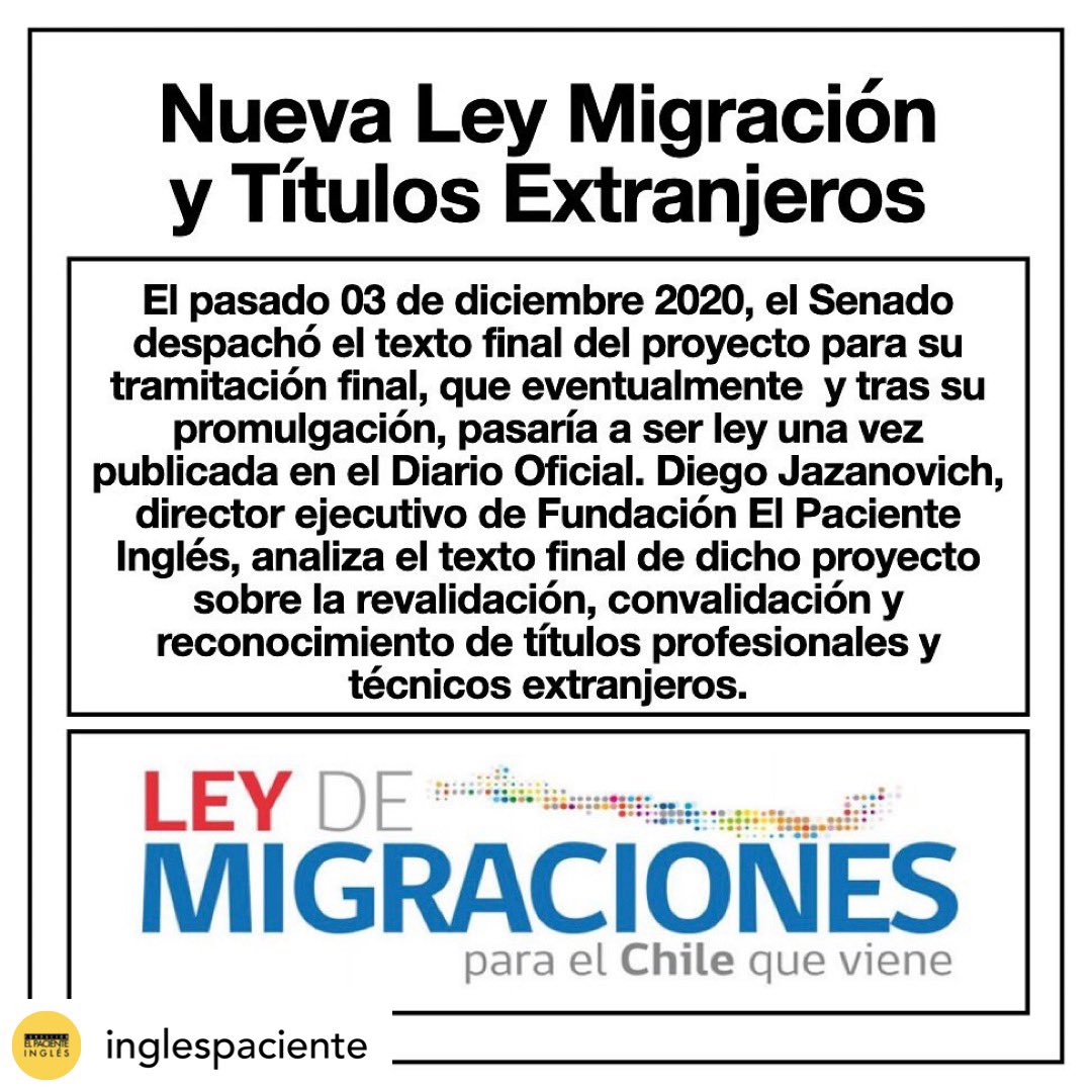inglespaciente's tweet photo. #NuevaLeydeMigraciones 𝘆 𝗧í𝘁𝘂𝗹𝗼𝘀 𝗘𝘅𝘁𝗿𝗮𝗻𝗷𝗲𝗿𝗼𝘀 𝗲𝗻 𝗖𝗵𝗶𝗹𝗲 [HILO] 1/4
¿Qué implica el texto final del proyecto de ley de migraciones para quienes aspiren a revalidar, convalidar o reconocer un título profesional o técnico obtenido fuera de Chile? https://t.co/uCnjQClpJa