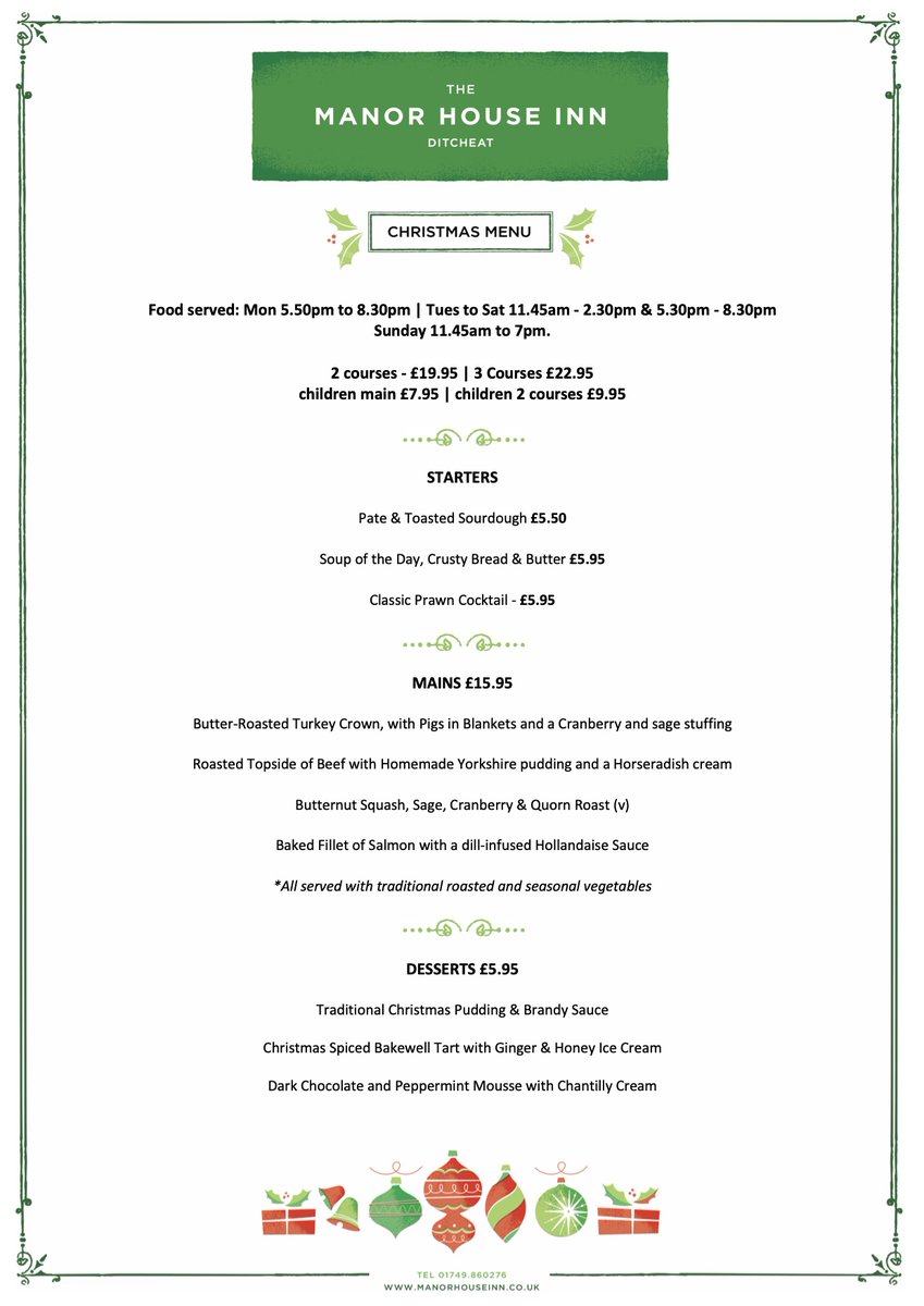 Our Xmas Menu available for lunch and dinner throughout December. Please note at the moment we are not open for lunch Mon to Thurs due to COVID. Please book ahead.