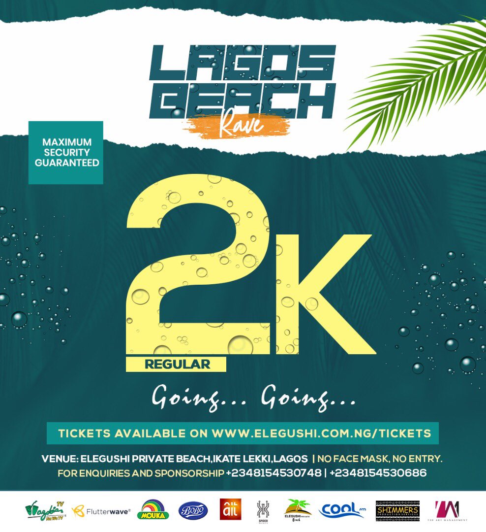 elegushibeach1's tweet photo. D Day!!! 

Visit : https://t.co/Vq9F0Iv2iK to get your tickets. 

Remember you can also get tickets at the gate! 

See you soon! 
#LagosBeachRave #LagosBeachRave #LagosBeachRave #LagosBeachRave #LagosBeachRave https://t.co/bIj4IneqjL