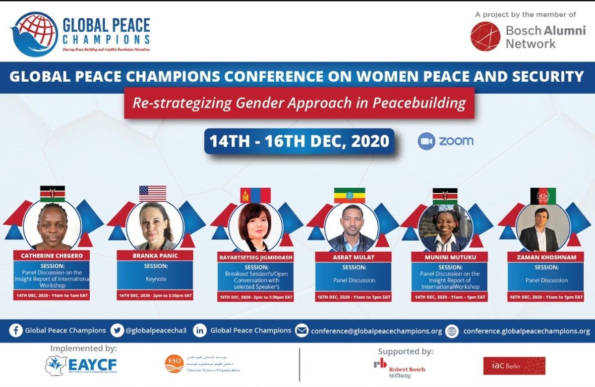 globalpeacecha3's tweet photo. #SpeakersAnnounced
Join global peace Champions and engage with diverse panel of experts.

Save the Date and Time.
🗓️: 14th December – 16th December 2020
⏰: 10 Am – 7 Pm EAT
⏳ Book your Space; https://t.co/7LRr2LQFVL

#GlobalPeaceChampions https://t.co/9J9SkV3JLo