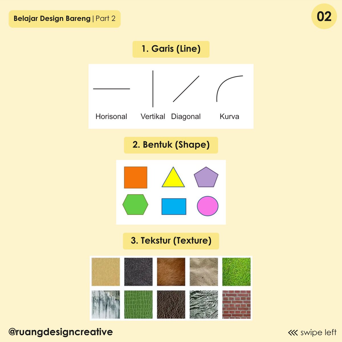 ruang_creative's tweet image. Apa Saja Unsur Yang Ada Dalam Desain Grafis?🧐😳
.
Jawaban nya tinggal geser aja kiri yah dan jangan lupa dibaca yah !!!😁🤩
.
#belajardesignbareng #ruangdesigncreative #tutorialdesain #tipsdesain #trikdesain #desaingrafis #microblog #belajardesain