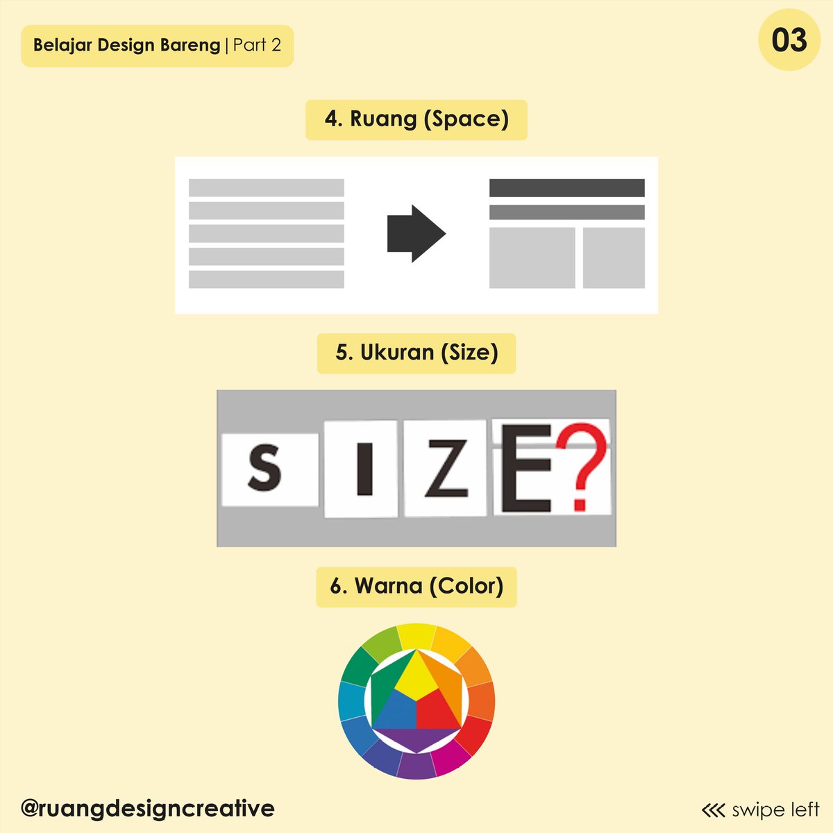 ruang_creative's tweet image. Apa Saja Unsur Yang Ada Dalam Desain Grafis?🧐😳
.
Jawaban nya tinggal geser aja kiri yah dan jangan lupa dibaca yah !!!😁🤩
.
#belajardesignbareng #ruangdesigncreative #tutorialdesain #tipsdesain #trikdesain #desaingrafis #microblog #belajardesain