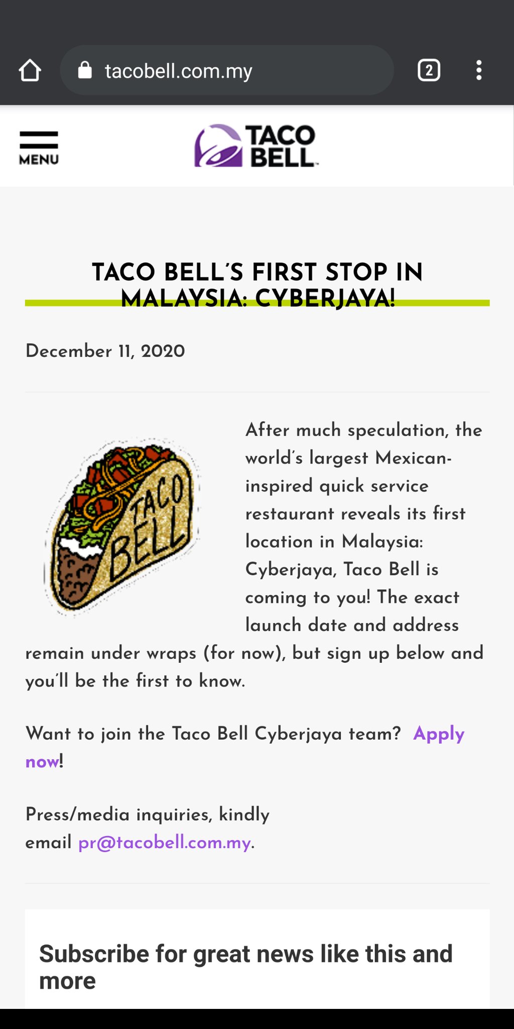 Taco bell cyberjaya menu