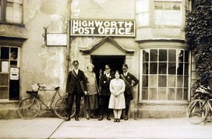 But back to the diary. What I love about it is that the ad for Highworth Fertilisers is a very clever joke. A joke that connects it to this small post office in Berkshire and specifically the remarkable women on the second left Mabel Stranks.