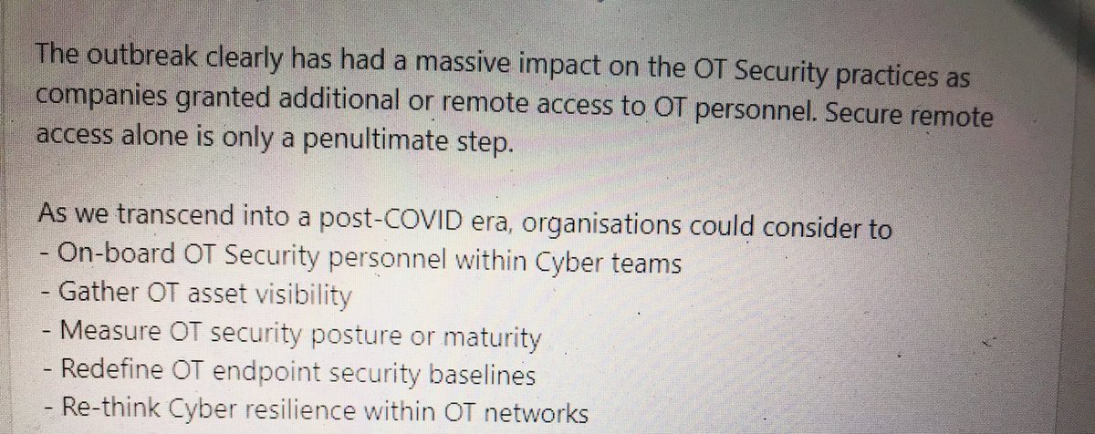 It seems that cyber advisory team (Big 4) has a mandate to put LinkedIn posts to soft sell services. The recommendations posted on OT Security is a first class BS &amp; will lead to Cyber Tech Ivory tower creation. The fundamental principle of partnering with OT leadership is missing