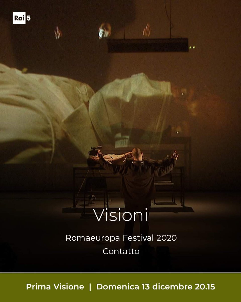 Romaeuropa's tweet photo. Il nuovo programma "Visioni" racconta il #REf2020 in Prima Visione TV domenica 13 dicembre alle 20.15 su Rai5.
Una panoramica sugli spettacoli andati in scena attraverso il racconto di #FabrizioGrifasi e attraverso voci e sguardi degli artisti protagonisti. https://t.co/mSYcRqm33d