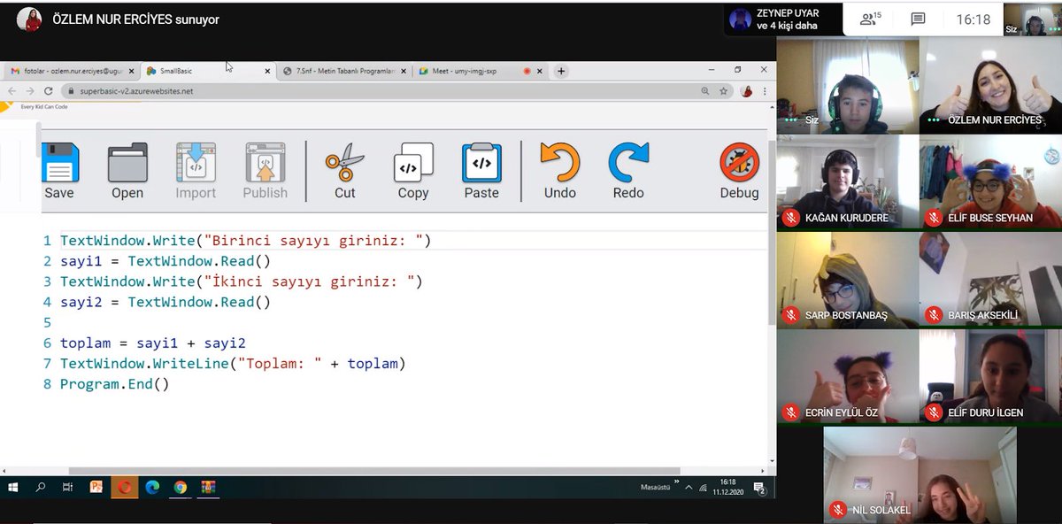 erciyesozlem's tweet image. Ortaokul öğrencilerimiz ile Small Basic derslerimiz🤩💪🏼👩🏻‍💻 @UgurOkullari @GaziemirKampus @AhmetPaksoyy @SeviSeneken @metinakcaa @knurozkan #smallbasic #ugurkodluyor #kodlama #Robotic