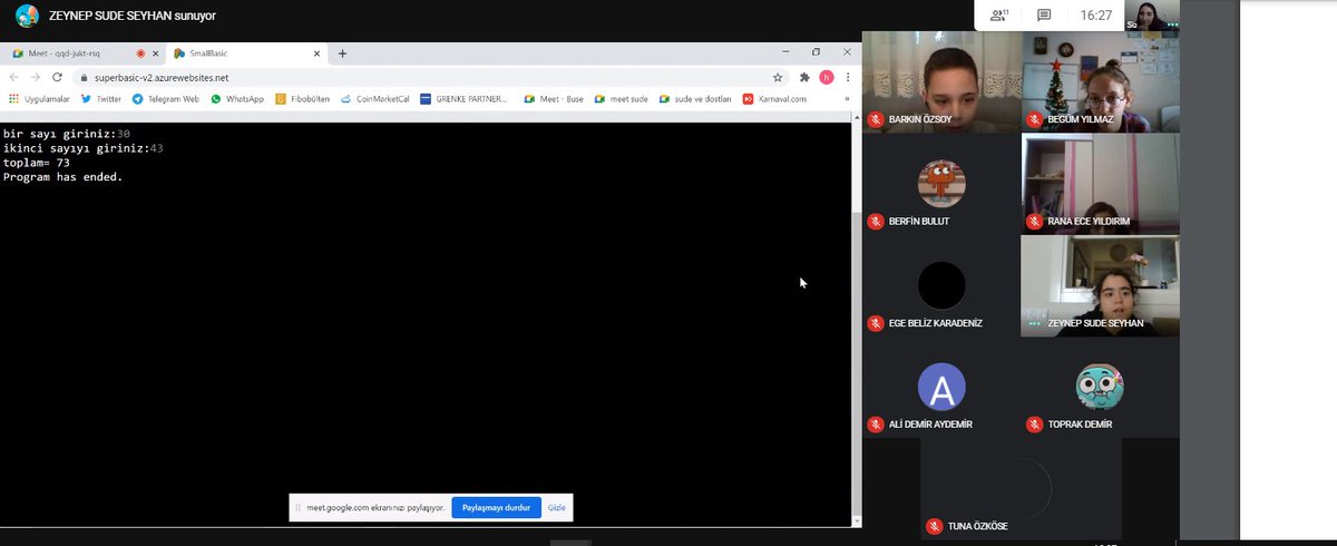 erciyesozlem's tweet image. Ortaokul öğrencilerimiz ile Small Basic derslerimiz🤩💪🏼👩🏻‍💻 @UgurOkullari @GaziemirKampus @AhmetPaksoyy @SeviSeneken @metinakcaa @knurozkan #smallbasic #ugurkodluyor #kodlama #Robotic