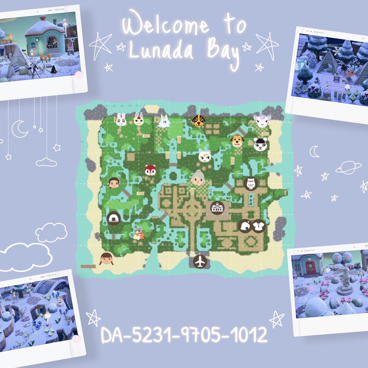 come visit Lunada Bay in snow ❄️
DA-5231-9705-1012

my island is fairycore and fully decorated with illuminated and festive items for the season! enjoy your trip ☃️

#AnimalCrossing #AnimalCrossingNewHorizons #ACNH #ACNHDesigns #NintendoSwitch