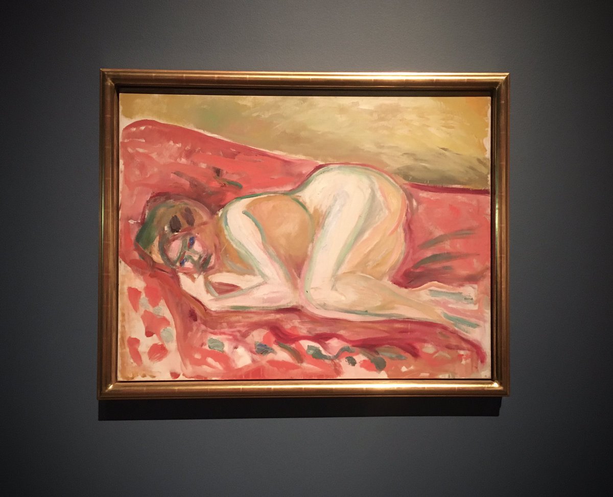 JANUSZCZAK's tweet photo. Beep beep. It’s the birthday of the great Norwegian gloomist Edvard Munch (1863-1944). Munch spent the first half of his career being ahead of his times, and the second half drifting behind them. A fine show at the Royal Academy sees him paired with Tracey Emin! Moody late work. https://t.co/BnLgLYCxb2