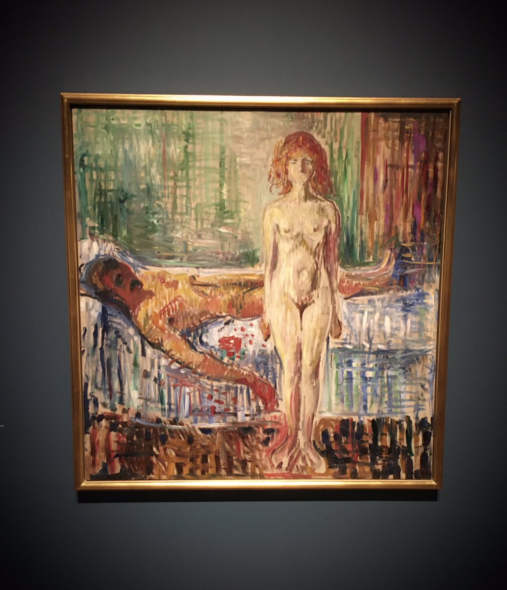 JANUSZCZAK's tweet photo. Beep beep. It’s the birthday of the great Norwegian gloomist Edvard Munch (1863-1944). Munch spent the first half of his career being ahead of his times, and the second half drifting behind them. A fine show at the Royal Academy sees him paired with Tracey Emin! Moody late work. https://t.co/BnLgLYCxb2